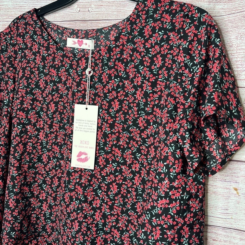 Buddy Love Joey Floral Blouse Short Sleeve Top New Size Medium - Picture 6 of 9
